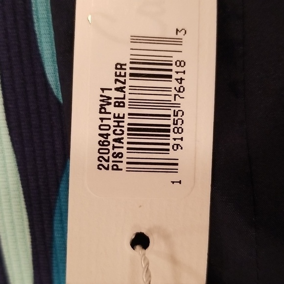 💕TRINA TURK💕 Pistache Blazer ~ Blue WIllow Ottoman Ceramic Print 6 NWT - Picture 15 of 16